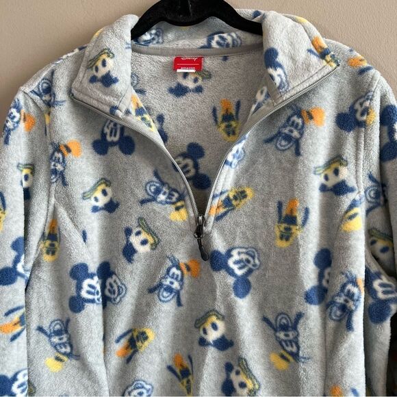✨ Disney Amazon Gray Quarter Zip Fleece Mickey Donald Goofy Large - Picture 2 of 11